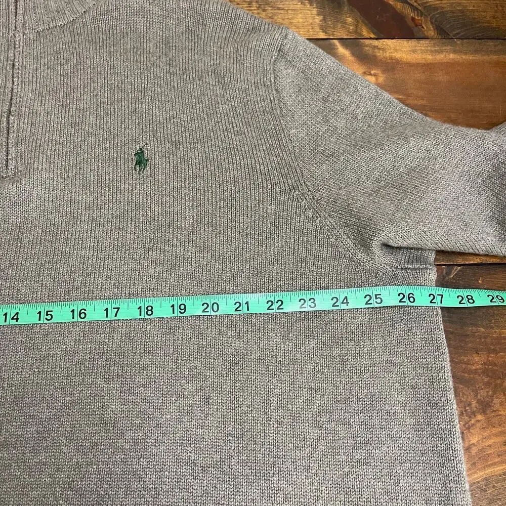 Polo Ralph Lauren 1/4 Zip Pullover Sweater Gray Green Pony Cotton Men's 2X BIG